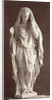 Marble statue of a veiled woman in a high-necked dress with a staff in her right hand by Louis-Emile Durandelle