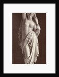 Marble statue of a naked woman draped with cloth body by Louis-Emile Durandelle