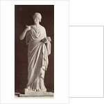 Marble statue of a woman in gown in her hands with a paper and a pen by Louis-Emile Durandelle