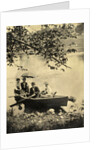 Two men and two women in a rowboat on a lake by Anonymous