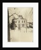 View of a wooden house (with turret or widow's walk or predatory walk) in the snow by Anonymous