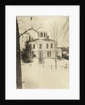 View of a wooden house (with turret or widow's walk or predatory walk) in the snow by Anonymous