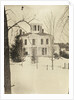 View of a wooden house (with turret or widow's walk or predatory walk) in the snow by Anonymous