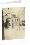 View of a wooden house (with turret or widow's walk or predatory walk) in the snow by Anonymous