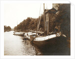 Sailing boats in a canal and a wooden crane, Netherlands by Anonymous