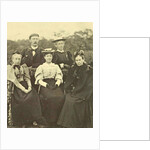 Group portrait of four women and one man around a table in the open air by Anonymous