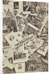 Composition of prints, with a piece of text with the address of the photographer by Jules Raudnitz
