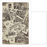 Composition of prints, with a piece of text with the address of the photographer by Jules Raudnitz