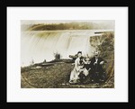 Group portrait of a man, woman and boy with Niagara Falls in the background by Edward Davis