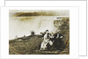 Group portrait of a man, woman and boy with Niagara Falls in the background by Edward Davis