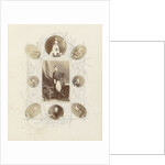 Photo album with pictures surrounded by pen drawings by Anonymous