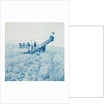 Farmers in a combine harvester, waiting laadkar by Anonymous