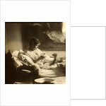 Marie Jordan dressed sitting in bed with a cup in her hands by George Hendrik Breitner