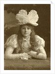 Portrait of a girl with hat and cat by Walter Barnett