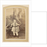 Portrait of a little girl in a dress with a toy horse by Franz Wilhelm Deutmann