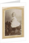 Portrait of a toddler in a dress on a rocking horse by C.J.L. Vermeulen