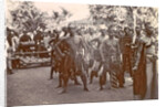 Festive dressed Indian men with gamelan in Ambon, Indonesia by Anonymous