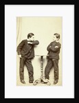 Two guys standing at table, acting attack posture and inaccessibility by L. de Koningh