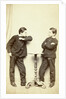 Two guys standing at table, acting attack posture and inaccessibility by L. de Koningh