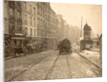 Wood and vessel laden handcarts in a street during the flooding of Paris by France