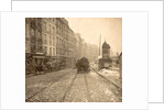 Wood and vessel laden handcarts in a street during the flooding of Paris by France