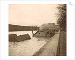 Sunken boat on the Seine River during the flood of Paris, France by Anonymous