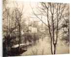 house flooded suburb of Paris seen through bare trees, France by Anonymous