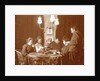 Men and women playing a board game in a living room by Anonymous