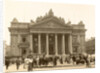 Exterior of the Brussels Stock Exchange with the foreground passersby and horses, seen from Anspach, Belgium by Anonymous