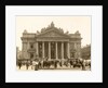 Exterior of the Brussels Stock Exchange with the foreground passersby and horses, seen from Anspach, Belgium by Anonymous