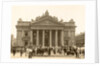 Exterior of the Brussels Stock Exchange with the foreground passersby and horses, seen from Anspach, Belgium by Anonymous