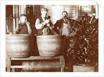 Brouwer and attendants cleaning bottles at a bottle drying rack by Anonymous