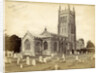 Exterior of the Church of St. Andrew with a graveyard before in Mells by Anonymous