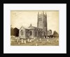 Exterior of the Church of St. Andrew with a graveyard before in Mells by Anonymous