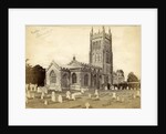 Exterior of the Church of St. Andrew with a graveyard before in Mells by Anonymous