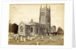 Exterior of the Church of St. Andrew with a graveyard before in Mells by Anonymous