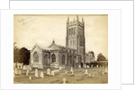 Exterior of the Church of St. Andrew with a graveyard before in Mells by Anonymous