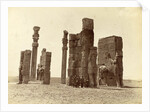 Group of men posing at the Gate of all Nations (Gate of Xerxes) at Persepolis Iran by Antoine Sevruguin