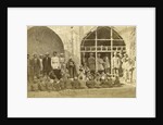 Reading students and adults in the courtyard of a school in Persia, Iran by Antoine Sevruguin