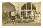 Reading students and adults in the courtyard of a school in Persia, Iran by Antoine Sevruguin