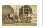 Reading students and adults in the courtyard of a school in Persia, Iran by Antoine Sevruguin