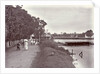 Hikers on a riverbank in Surabaya and in the background the Goebengbrug, Indonesia by Anonymous