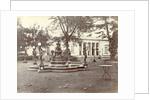 garden with a fountain at Concordia Society in Weltevreden, Jakarta Indonesia by Anonymous