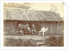 Dutch soldiers sitting in front of a wooden house in the Dutch East Indies by Anonymous