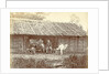 Dutch soldiers sitting in front of a wooden house in the Dutch East Indies by Anonymous