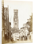 Street in Bruges at the end the belfry, Belgium by Victor Daveluy