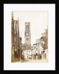 Street in Bruges at the end the belfry, Belgium by Victor Daveluy