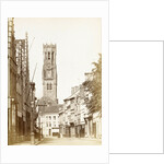 Street in Bruges at the end the belfry, Belgium by Victor Daveluy
