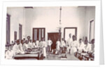 Ward with male patients and staff at a hospital in the Dutch East Indies, Indonesia by Anonymous