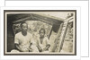 Two Indian boys sitting in roofed wooden boat by Anonymous